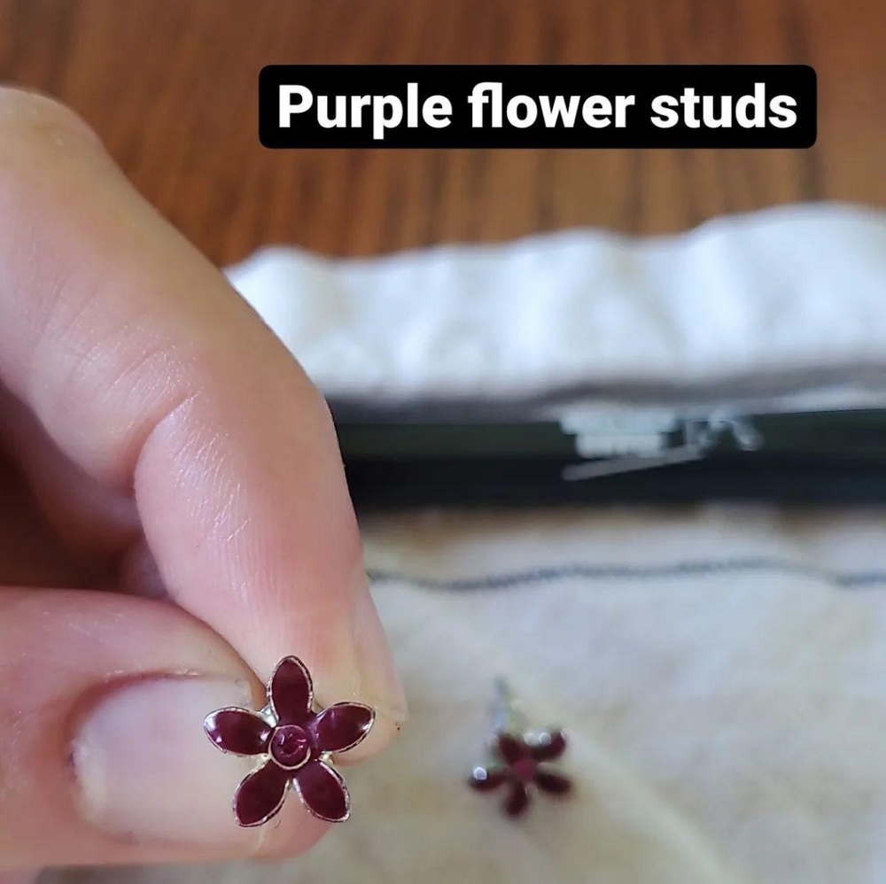 Purple Flower Earrings